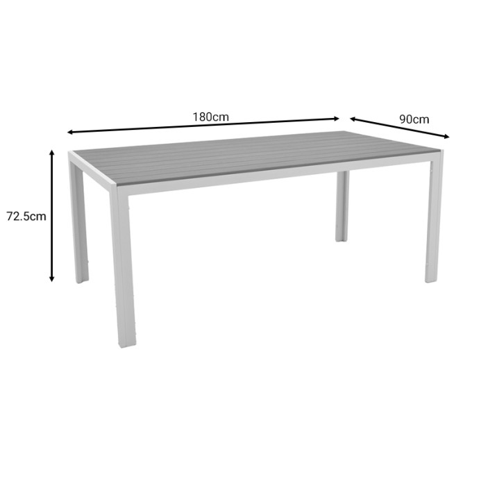 NARES ΤΡΑΠΕΖΙ ΑΛΟΥΜΙΝΙΟ ΛΕΥΚΟ-PLYWOOD ΦΥΣΙΚΟ 180X90X72.5ΕΚ