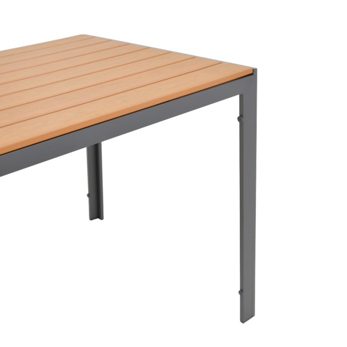 NARES ΤΡΑΠΕΖΙ ΑΛΟΥΜΙΝΙΟ ΑΝΘΡΑΚΙ-PLYWOOD ΦΥΣΙΚΟ 140X80X72.5ΕΚ