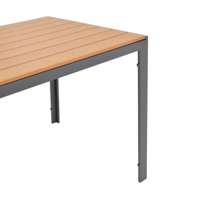NARES ΤΡΑΠΕΖΙ ΑΛΟΥΜΙΝΙΟ ΑΝΘΡΑΚΙ-PLYWOOD ΦΥΣΙΚΟ 140X80X72.5ΕΚ