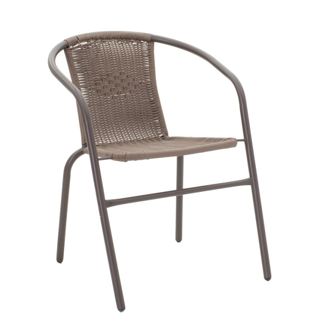 OBBI-WATSON TΡΑΠΕΖΑΡΙΑ ΣΕΤ 3ΤΕΜ ΚΑΦΕ ΜΕΤΑΛΛΟ-PE RATTAN 60X60X70ΕΚ