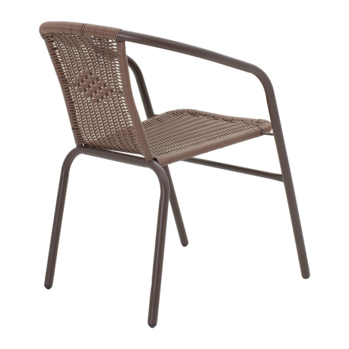OBBI-WATSON TΡΑΠΕΖΑΡΙΑ ΣΕΤ 3ΤΕΜ ΚΑΦΕ ΜΕΤΑΛΛΟ-PE RATTAN 60X60X70ΕΚ