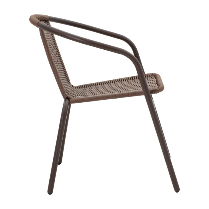 OBBI-WATSON TΡΑΠΕΖΑΡΙΑ ΣΕΤ 3ΤΕΜ ΚΑΦΕ ΜΕΤΑΛΛΟ-PE RATTAN 60X60X70ΕΚ