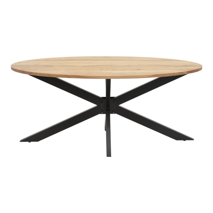 BONRE ΤΡΑΠΕΖΙ 175X96X76ΕΚ ΦΥΣΙΚΟ ΜΑΣΙΦ ΞΥΛΟ ΑΚΑΚΙΑΣ-ΠΟΔΙ ΜΑΥΡΟ ΜΕΤΑΛΛΟ