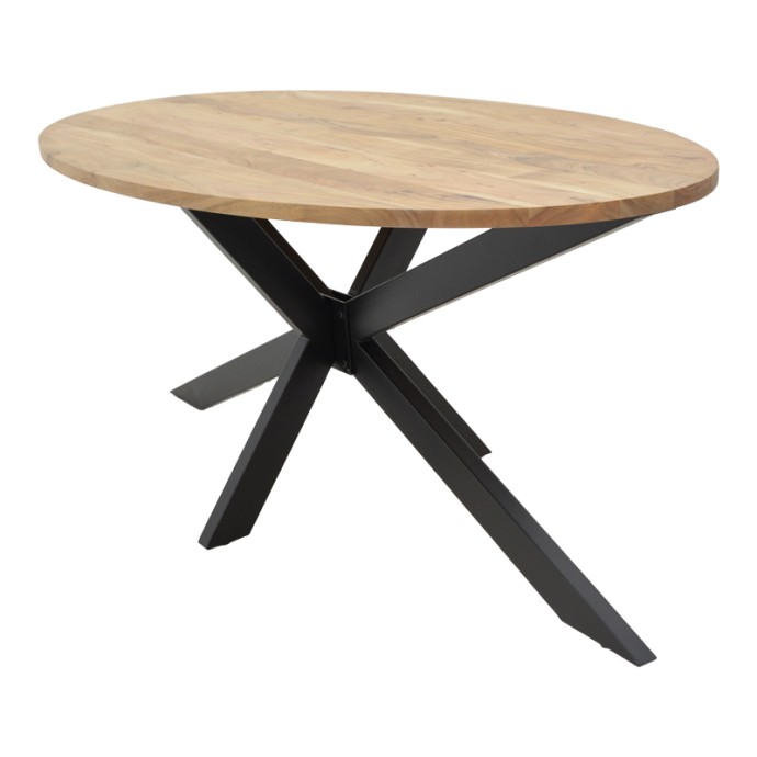 BONRE ΤΡΑΠΕΖΙ 175X96X76ΕΚ ΦΥΣΙΚΟ ΜΑΣΙΦ ΞΥΛΟ ΑΚΑΚΙΑΣ-ΠΟΔΙ ΜΑΥΡΟ ΜΕΤΑΛΛΟ
