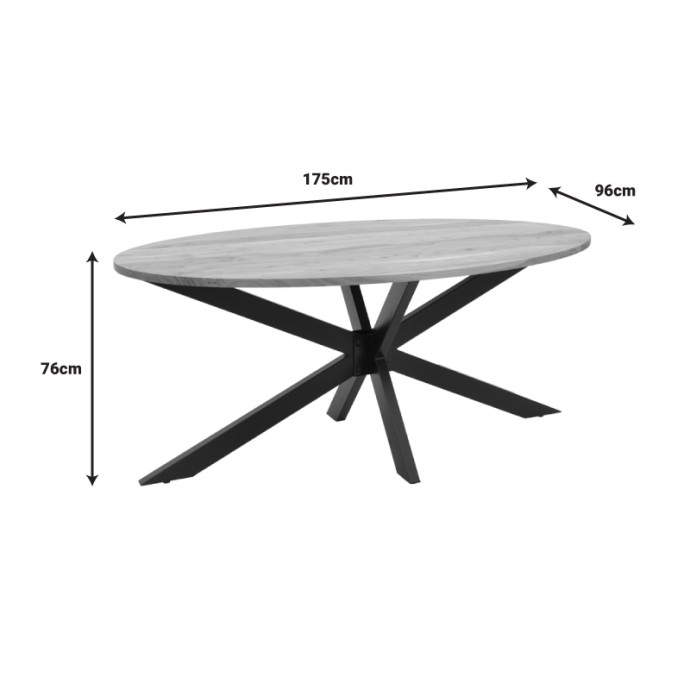 BONRE ΤΡΑΠΕΖΙ 175X96X76ΕΚ ΦΥΣΙΚΟ ΜΑΣΙΦ ΞΥΛΟ ΑΚΑΚΙΑΣ-ΠΟΔΙ ΜΑΥΡΟ ΜΕΤΑΛΛΟ