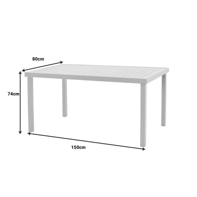 KLITON ΤΡΑΠΕΖΙ ΑΛΟΥΜΙΝΙΟΥ ΛΕΥΚΟ 150X80X74ΕΚ