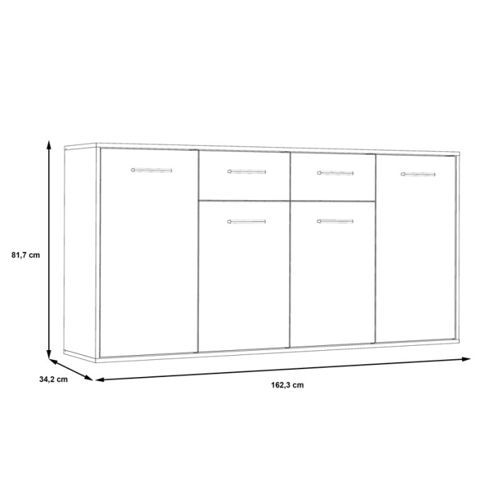 DREPEN ΜΠΟΥΦΕΣ ΜΕΛΑΜΙΝΗ ΣΕ ΛΕΥΚΟ ΧΡΩΜΑ 162.3X34.2X81.7ΕΚ