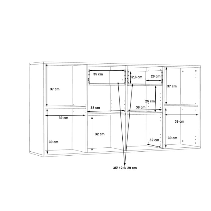 DREPEN ΜΠΟΥΦΕΣ ΜΕΛΑΜΙΝΗ ΣΕ ΛΕΥΚΟ ΧΡΩΜΑ 162.3X34.2X81.7ΕΚ