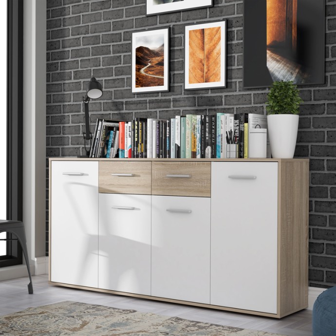 DREPEN ΜΠΟΥΦΕΣ ΜΕΛΑΜΙΝΗ ΣΕ ΛΕΥΚΟ ΚΑΙ SONOMA ΧΡΩΜΑ 162.3X34.2X81.7ΕΚ