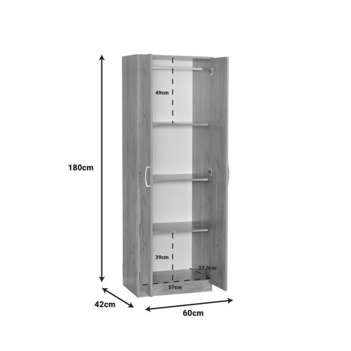 JONAR ΝΤΟΥΛΑΠΑ ΔΙΦΥΛΛΗ OAK ΜΕΛΑΜΙΝΗΣ 60X42X180ΕΚ