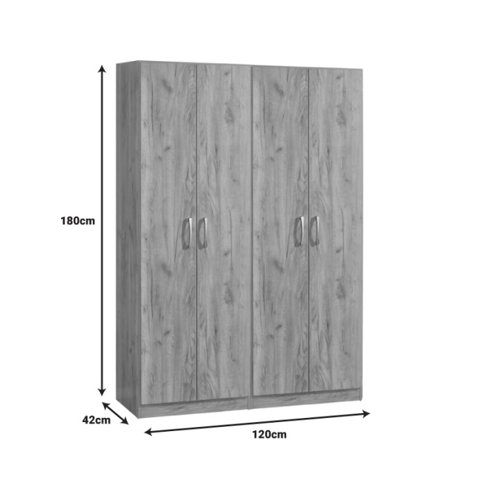 JONAR I ΝΤΟΥΛΑΠΑ ΡΟΥΧΩΝ ΤΕΤΡΑΦΥΛΛΗ ΧΡΩΜΑ OAK 120X42X180ΕΚ