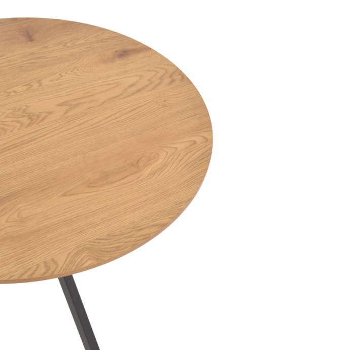 XUSON ΤΡΑΠΕΖΙ ΦΥΣΙΚΟ MDF-ΠΟΔΙ ΜΑΥΡΟ ΜΕΤΑΛΛΟ Φ120X75ΕΚ