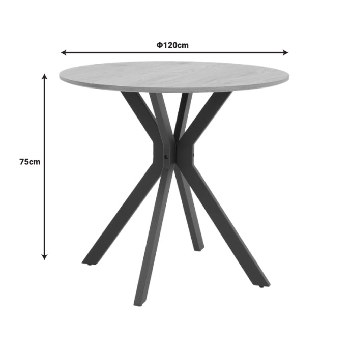 XUSON ΤΡΑΠΕΖΙ ΦΥΣΙΚΟ MDF-ΠΟΔΙ ΜΑΥΡΟ ΜΕΤΑΛΛΟ Φ120X75ΕΚ