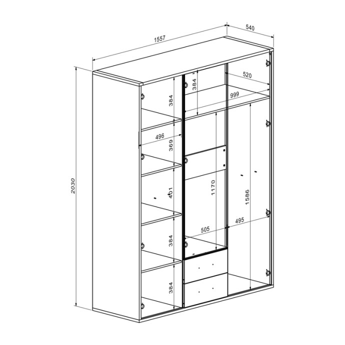 RUTENIA ΝΤΟΥΛΑΠΑ ΜΕΛΑΜΙΝΗ ΣΕ OAK ΑΠΟΧΡΩΣΗ 155.7X54X203ΕΚ