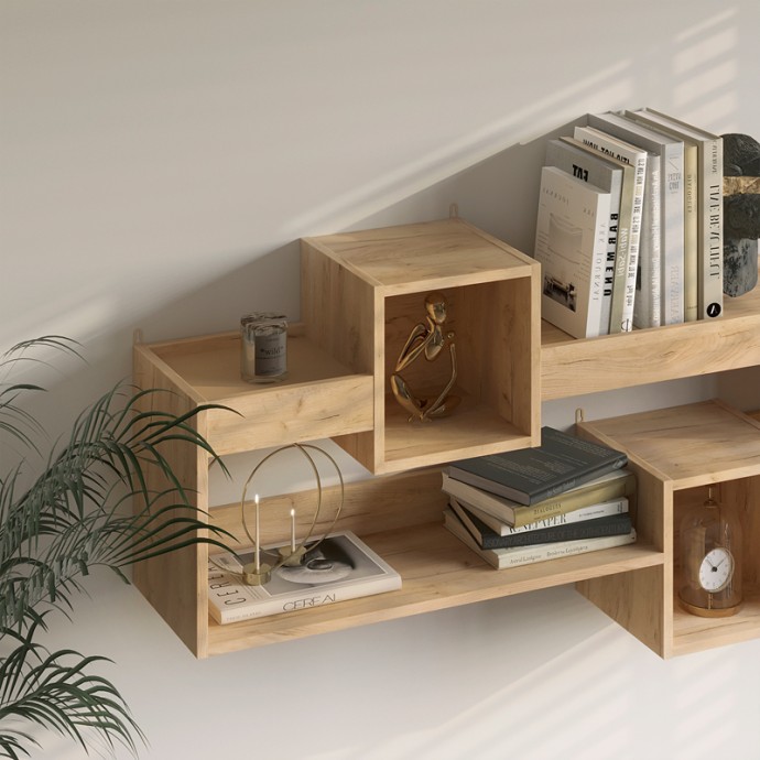 SHELLIE ΡΑΦΙΕΡΑ ΤΟΙΧΟΥ ΜΕΛΑΜΙΝΗΣ ΣΕ OAK ΑΠΟΧΡΩΣΗ 120X28X65ΕΚ