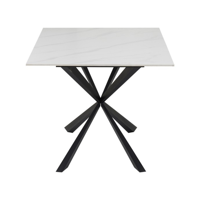 COZLINE ΤΡΑΠΕΖΙ ΛΕΥΚΟ ΜΑΡΜΑΡΟΥ SINTERED STONE-ΠΟΔΙ ΜΑΥΡΟ ΜΕΤΑΛΛΟ 180X90X76ΕΚ