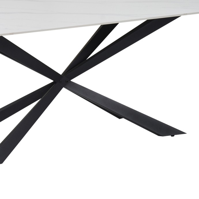 COZLINE ΤΡΑΠΕΖΙ ΛΕΥΚΟ ΜΑΡΜΑΡΟΥ SINTERED STONE-ΠΟΔΙ ΜΑΥΡΟ ΜΕΤΑΛΛΟ 180X90X76ΕΚ