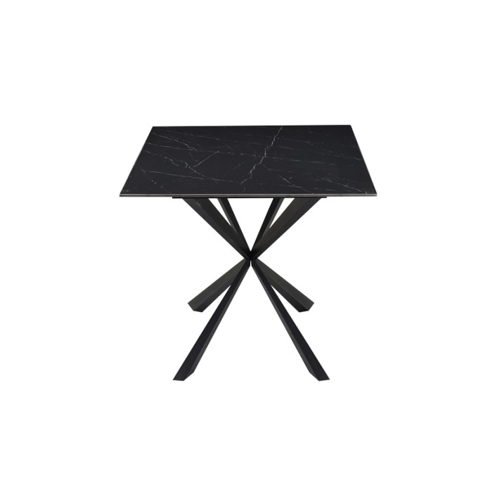 COZLINE ΤΡΑΠΕΖΙ ΜΑΥΡΟ ΜΑΡΜΑΡΟΥ SINTERED STONE-ΠΟΔΙ ΜΑΥΡΟ ΜΕΤΑΛΛΟ 180X90X76ΕΚ