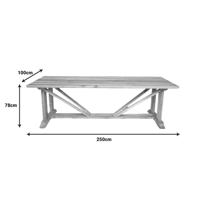 SMARIOUS ΤΡΑΠΕΖΙ TEAK ΞΥΛΟ ΣΕ ΦΥΣΙΚΗ ΑΠΟΧΡΩΣΗ 250X100X78ΕΚ