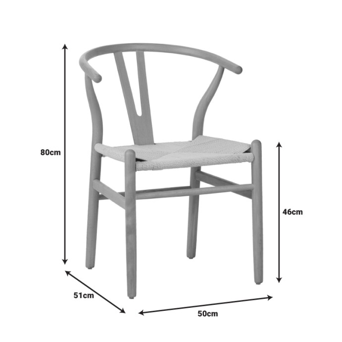 WISHBONE ΚΑΡΕΚΛΑ RUBBERWOOD-ΣΧΟΙΝΙ ΣΕ ΦΥΣΙΚΗ ΑΠΟΧΡΩΣΗ 50X51X80ΕΚ