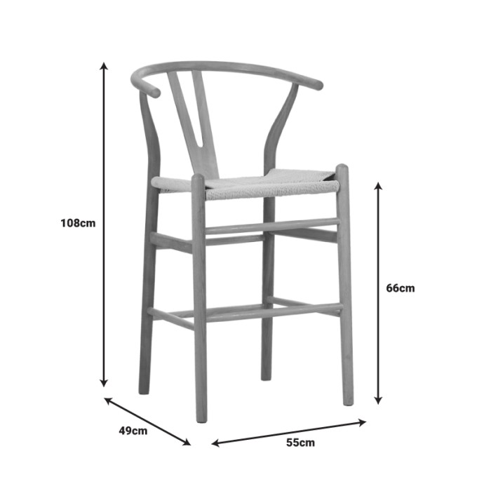 WISHBONE ΣΚΑΜΠΟ ΜΠΑΡ RUBBERWOOD-ΣΧΟΙΝΙ ΣΕ ΦΥΣΙΚΗ ΑΠΟΧΡΩΣΗ 55X49X108ΕΚΚ