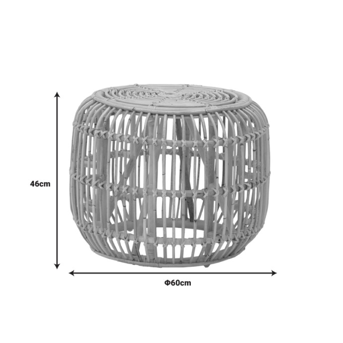 RAJESTY ΣΚΑΜΠΟ RATTAN PE ΣΕ ΦΥΣΙΚΗ ΑΠΟΧΡΩΣΗ Φ60X46ΕΚ