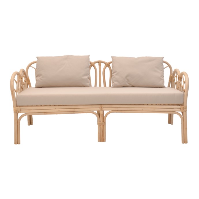 YTRONE ΚΑΝΑΠΕΣ RATTAN PE ΣΕ ΦΥΣΙΚΗ ΑΠΟΧΡΩΣΗ ΜΕ ΜΠΕΖ ΜΑΞΙΛΑΡΙ 166X61.5X71ΕΚ