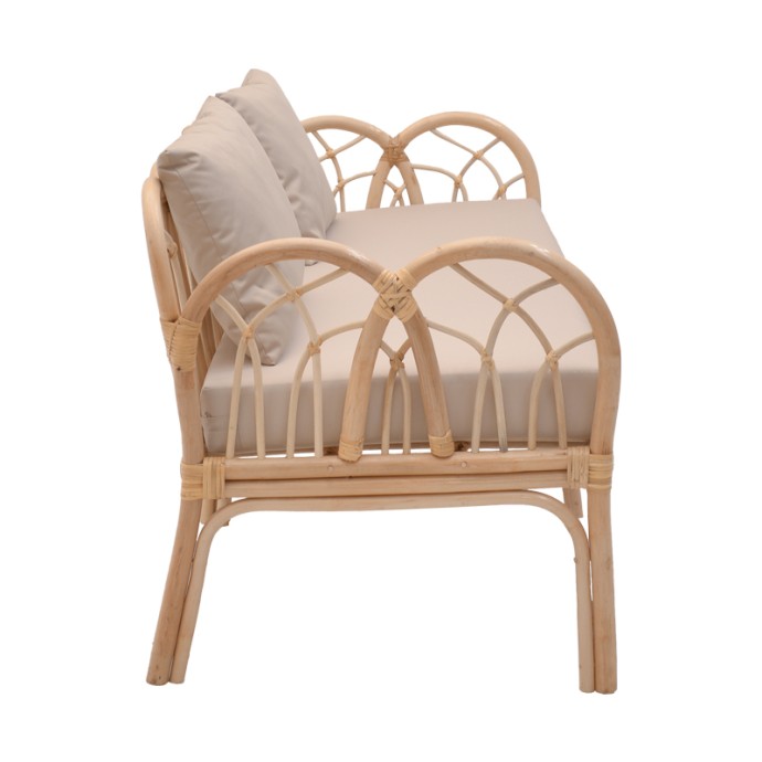 YTRONE ΚΑΝΑΠΕΣ RATTAN PE ΣΕ ΦΥΣΙΚΗ ΑΠΟΧΡΩΣΗ ΜΕ ΜΠΕΖ ΜΑΞΙΛΑΡΙ 166X61.5X71ΕΚ