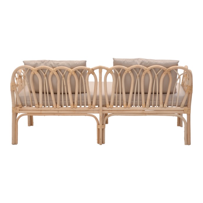 YTRONE ΚΑΝΑΠΕΣ RATTAN PE ΣΕ ΦΥΣΙΚΗ ΑΠΟΧΡΩΣΗ ΜΕ ΜΠΕΖ ΜΑΞΙΛΑΡΙ 166X61.5X71ΕΚ