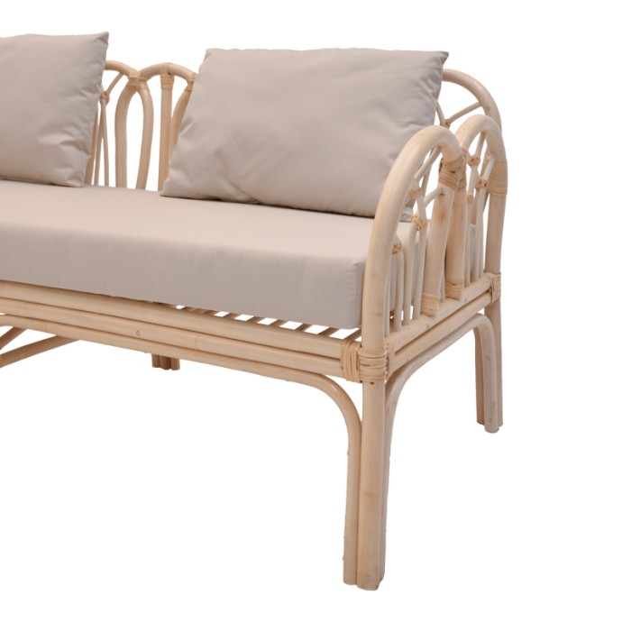 YTRONE ΚΑΝΑΠΕΣ RATTAN PE ΣΕ ΦΥΣΙΚΗ ΑΠΟΧΡΩΣΗ ΜΕ ΜΠΕΖ ΜΑΞΙΛΑΡΙ 166X61.5X71ΕΚ