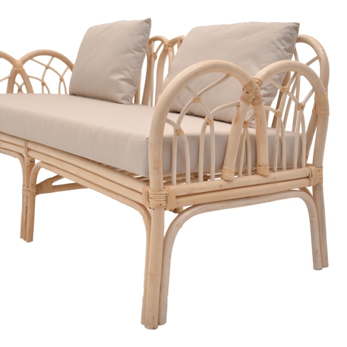 YTRONE ΚΑΝΑΠΕΣ RATTAN PE ΣΕ ΦΥΣΙΚΗ ΑΠΟΧΡΩΣΗ ΜΕ ΜΠΕΖ ΜΑΞΙΛΑΡΙ 166X61.5X71ΕΚ