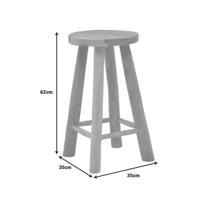 CHARLOCE ΣΚΑΜΠΟ TEAK ΞΥΛΟ ΣΕ ΦΥΣΙΚΗ ΑΠΟΧΡΩΣΗ Φ35X62ΕΚ