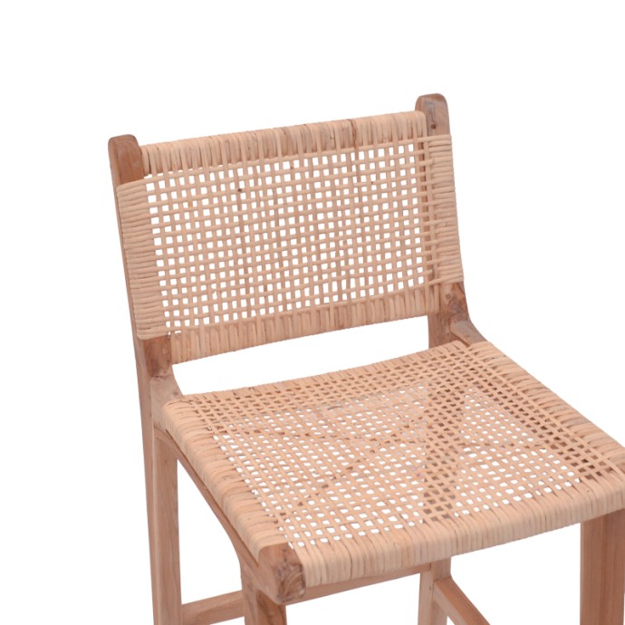 SPONZE ΣΚΑΜΠΟ ΜΠΑΡ ΜΕΣΑΙΟΥ ΥΨΟΥΣ ΣΚΕΛΕΤΟΣ TEAK ΞΥΛΟ ΜΕ RATTAN ΣΕ ΦΥΣΙΚΗ ΑΠΟΧΡΩΣΗ 40X47X89ΕΚ