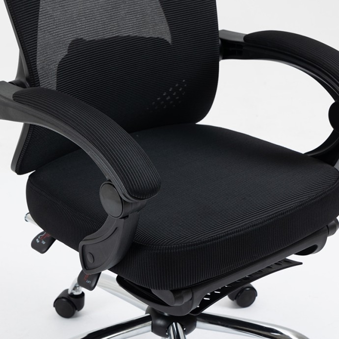 TITAN ΚΑΡΕΚΛΑ ΓΡΑΦΕΙΟΥ ΔΙΕΥΘΥΝΤΗ ΜΕ ΥΠΟΠΟΔΙΟ PREMIUM QUALITY ΥΦΑΣΜΑ-MESH ΧΡΩΜΑ ΜΑΥΡΟ