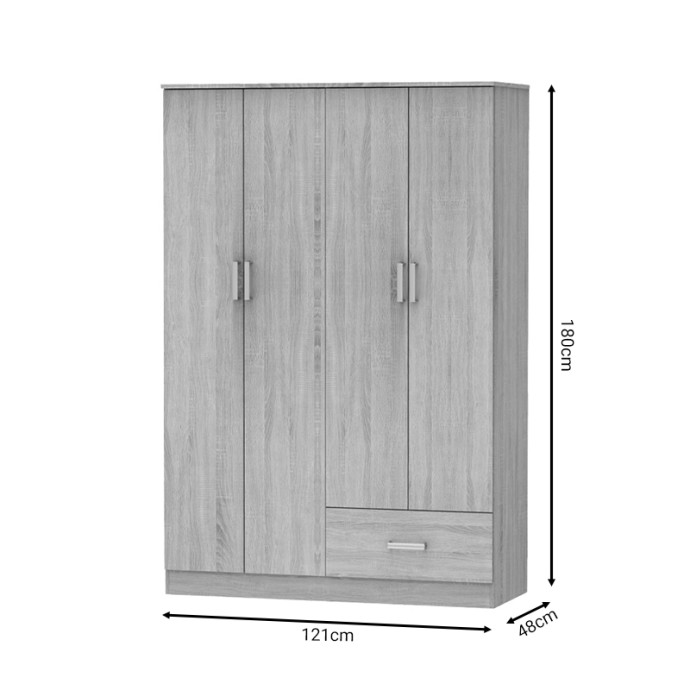 KARTER ΝΤΟΥΛΑΠΑ ΡΟΥΧΩΝ ΤΕΤΡΑΦΥΛΛΗ SONOMA ΜΕΛΑΜΙΝΗΣ 121X48X180ΕΚ
