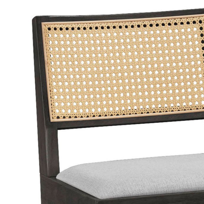 WINSLOW ΣΚΑΜΠΟ BAR ΞΥΛΟ RUBBERWOOD ΜΑΥΡΟ-PVC RATTAN ΦΥΣΙΚΟ-ΥΦΑΣΜΑ ΓΚΡΙ 44.5X46X98ΕΚ