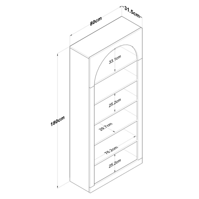 ZOEL ΒΙΒΛΙΟΘΗΚΗ ΛΕΥΚΟ ΜΕΛΑΜΙΝΗΣ 80X31.5X180ΕΚ