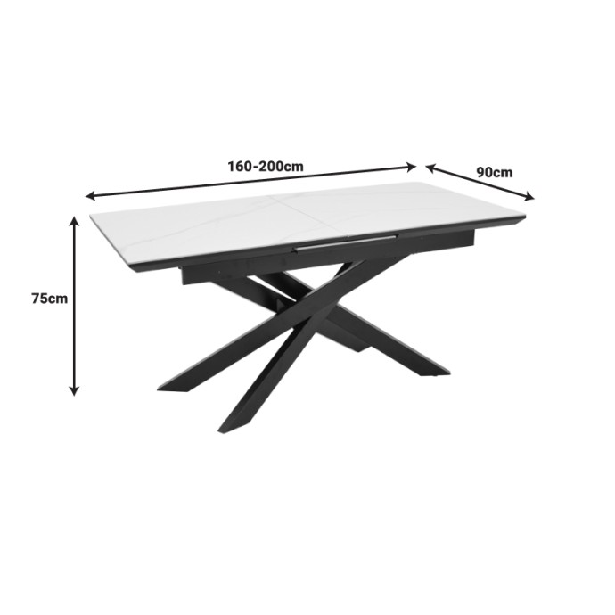 ROGEMI ΤΡΑΠΕΖΙ ΓΚΡΙ MDF-ΜΑΥΡΟ ΜΕΤΑΛΛΟ 160-200X90X75ΕΚ