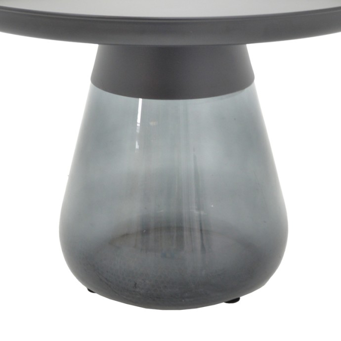 LAFO ΒΟΗΘΗΤΙΚΟ ΤΡΑΠΕΖΙ Φ60X42cm ΜΑΥΡΟ ΜΕΤΑΛΛΟ-ΜΑΥΡΟ ΓΥΑΛΙ 