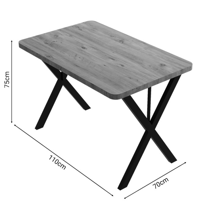ZERYIN ΤΡΑΠΕΖΙ OAK ΜΕΛΑΜΙΝΗΣ-ΜΑΥΡΟ ΜΕΤΑΛΛΟ 110X70X75cm