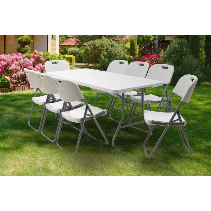 RODEO ΤΡΑΠΕΖΙ CATERING 152X70X74cm ΠΤΥΣΣΟΜΕΝΟ-ΒΑΛΙΤΣΑ ΛΕΥΚΟ
