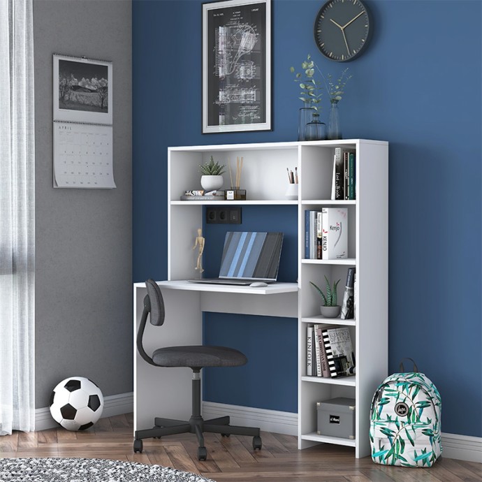 JANSON ΓΡΑΦΕΙΟ ΕΡΓΑΣΙΑΣ-ΡΑΦΙΕΡΑ ΛΕΥΚΟ 113X40X142cm