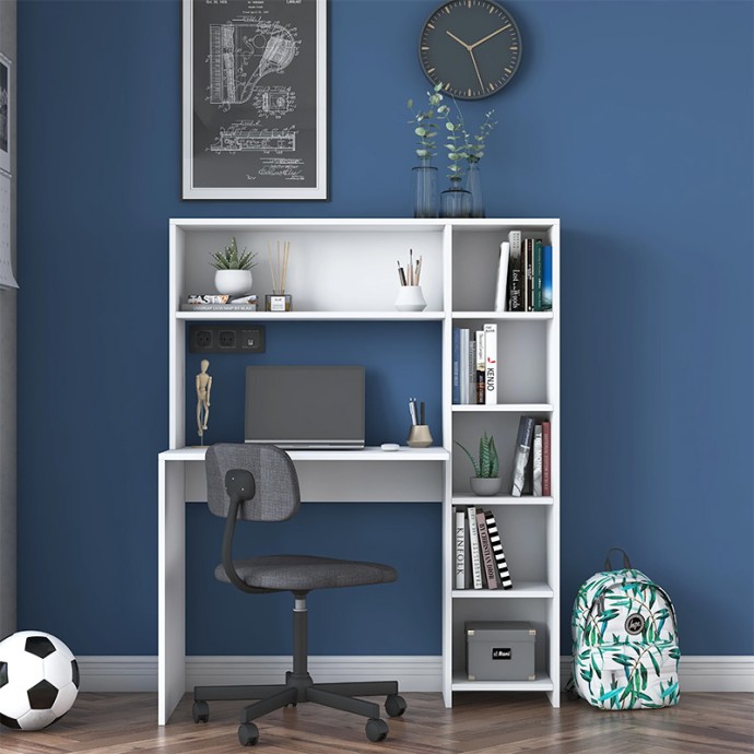 JANSON ΓΡΑΦΕΙΟ ΕΡΓΑΣΙΑΣ-ΡΑΦΙΕΡΑ ΛΕΥΚΟ 113X40X142cm