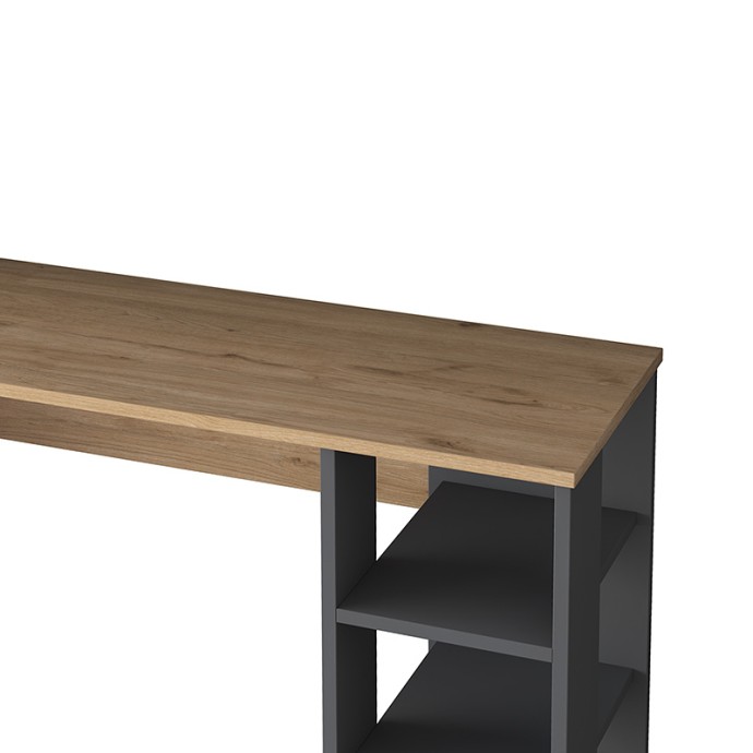 GOLDIE ΓΡΑΦΕΙΟ ΜΕ ΒΙΒΛΙΟΘΗΚΗ ΑΝΘΡΑΚΙ-ΦΥΣΙΚΟ 160X45X161.8cm