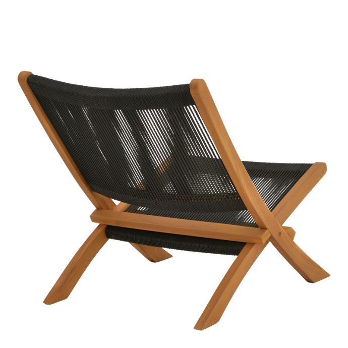SEEAL ΚΑΡΕΚΛΑ 61X76X72ΕΚ TEAK ΞΥΛΟ ΚΑΙ ΣΧΟΙΝΙ ΣΕ ΜΑΥΡΗ ΑΠΟΧΡΩΣΗ 