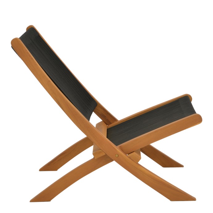 SEEAL ΚΑΡΕΚΛΑ 61X76X72ΕΚ TEAK ΞΥΛΟ ΚΑΙ ΣΧΟΙΝΙ ΣΕ ΜΑΥΡΗ ΑΠΟΧΡΩΣΗ 