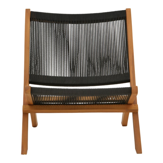 SEEAL ΚΑΡΕΚΛΑ 61X76X72ΕΚ TEAK ΞΥΛΟ ΚΑΙ ΣΧΟΙΝΙ ΣΕ ΜΑΥΡΗ ΑΠΟΧΡΩΣΗ 