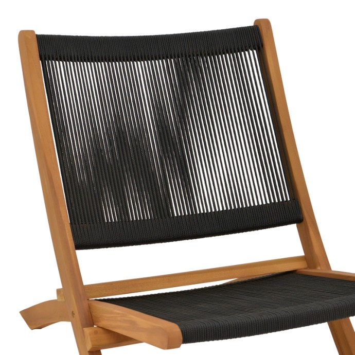 SEEAL ΚΑΡΕΚΛΑ 61X76X72ΕΚ TEAK ΞΥΛΟ ΚΑΙ ΣΧΟΙΝΙ ΣΕ ΜΑΥΡΗ ΑΠΟΧΡΩΣΗ 