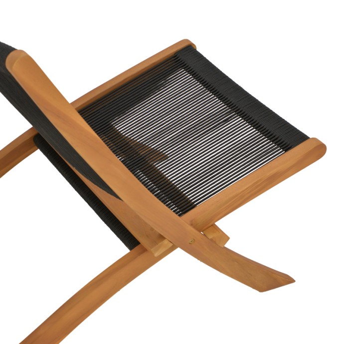 SEEAL ΚΑΡΕΚΛΑ 61X76X72ΕΚ TEAK ΞΥΛΟ ΚΑΙ ΣΧΟΙΝΙ ΣΕ ΜΑΥΡΗ ΑΠΟΧΡΩΣΗ 