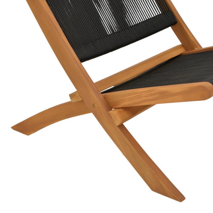SEEAL ΚΑΡΕΚΛΑ 61X76X72ΕΚ TEAK ΞΥΛΟ ΚΑΙ ΣΧΟΙΝΙ ΣΕ ΜΑΥΡΗ ΑΠΟΧΡΩΣΗ 